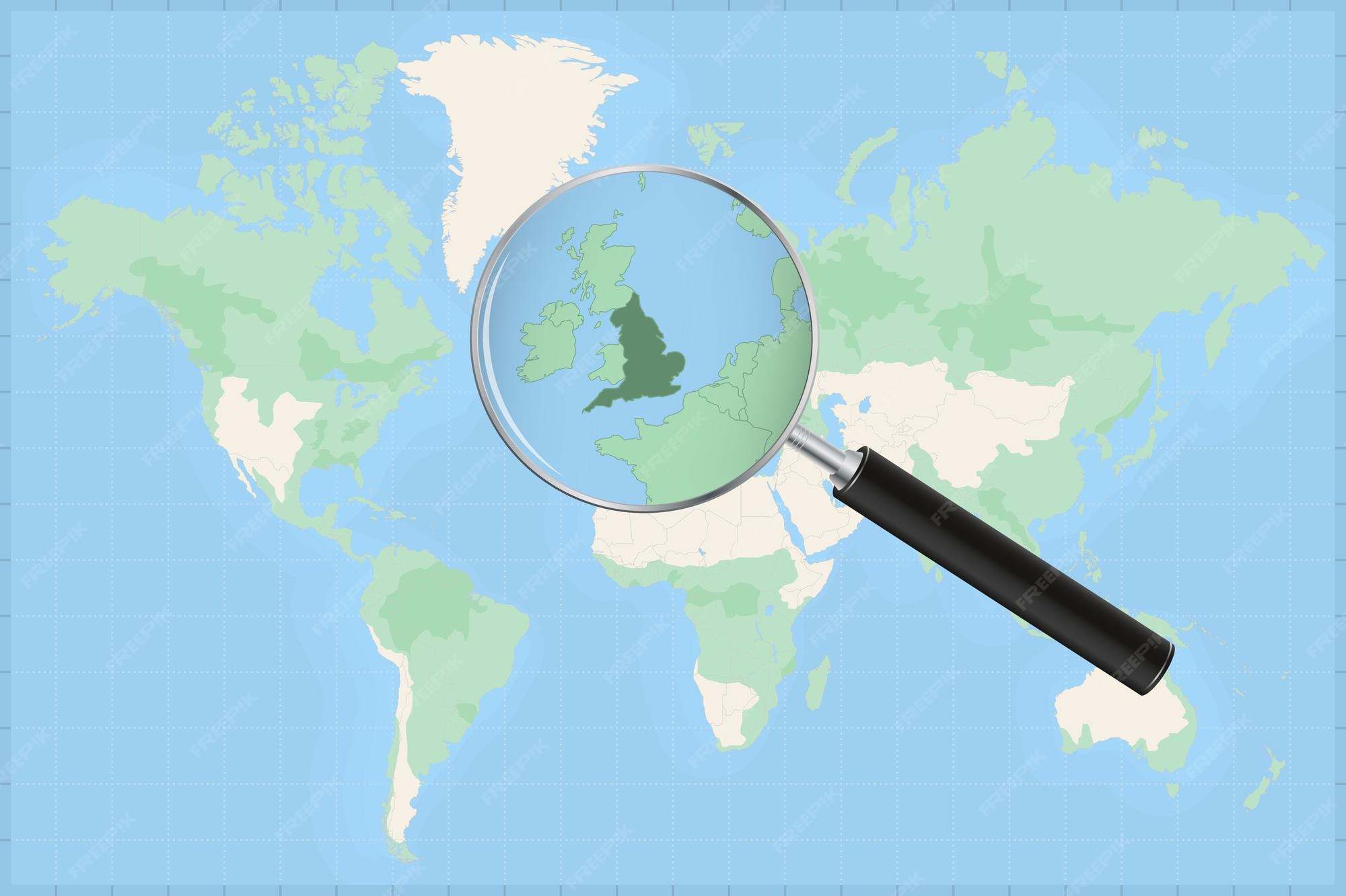 England In A World Map Premium Vector | Map Of The World With A Magnifying Glass On A Map Of  England