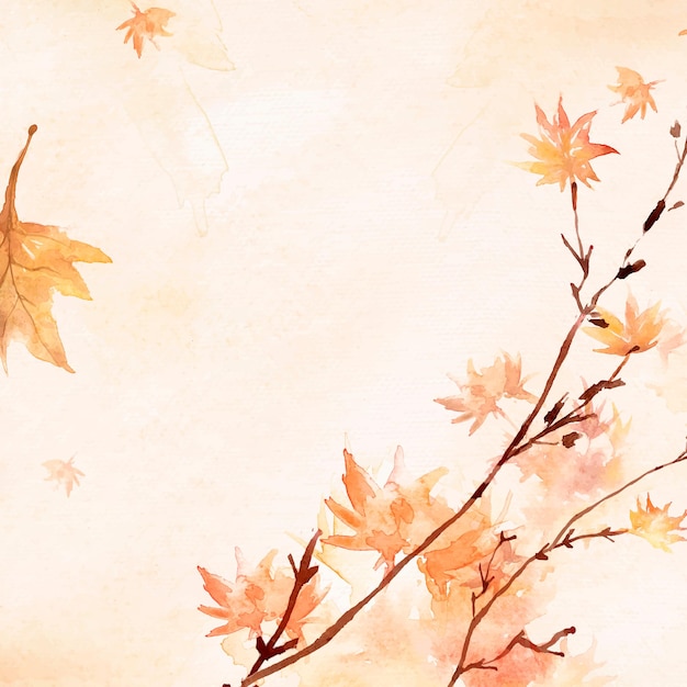 Free vector maple leaf border background vector in orange watercolor autumn season