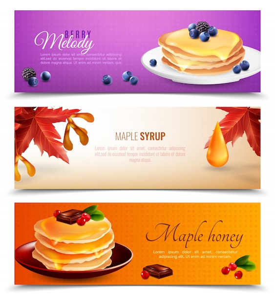 Free vector maple syrup banners set