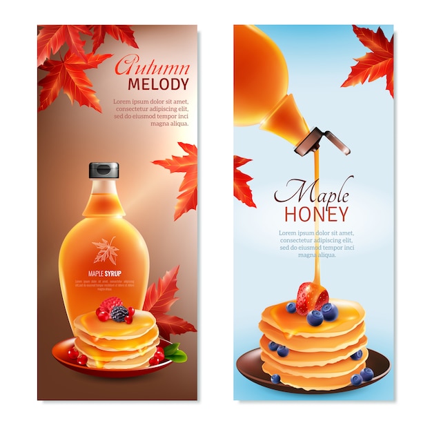 Free vector maple syrup vertical banners set