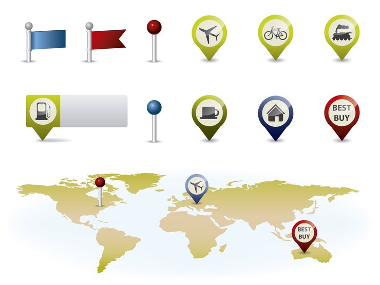 मुफ़्त वेक्टर maps elements collection