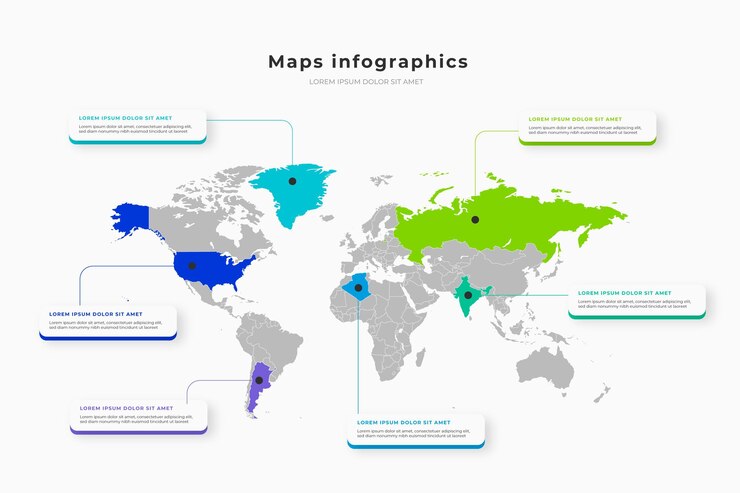 Free Vector maps infographics in flat design