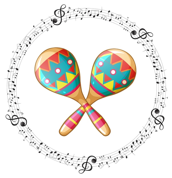 Free vector a maracus with musical notes on white background