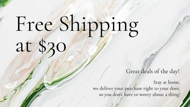Free Vector marble art sale template free shipping for fashion blog banner