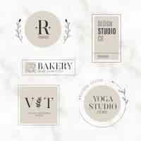 Free vector marble background minimal logo collection