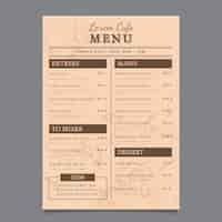 Free vector marble restaurant menu template