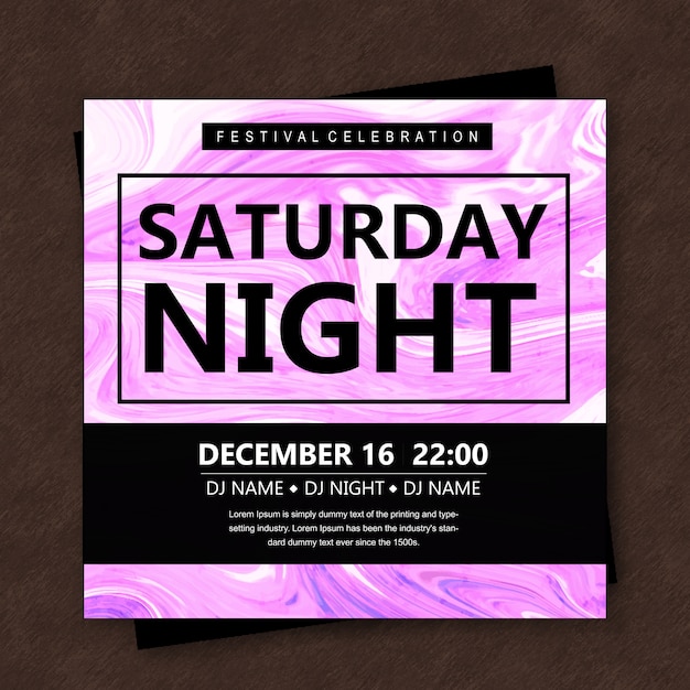 Marble texture party poster template