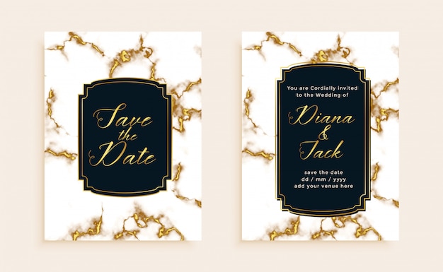 Free vector marble texture wedding invitation card template