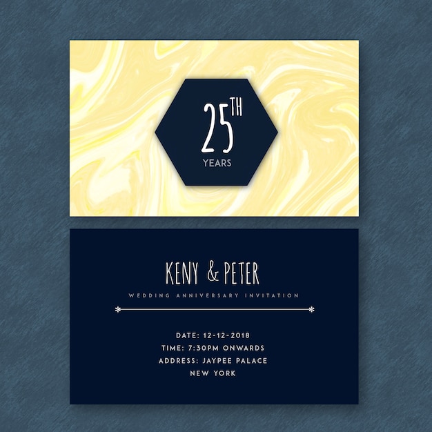 Marble textured 25th wedding anniversary cards