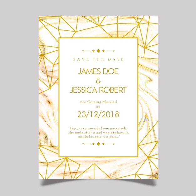 Marble textured wedding invitation card