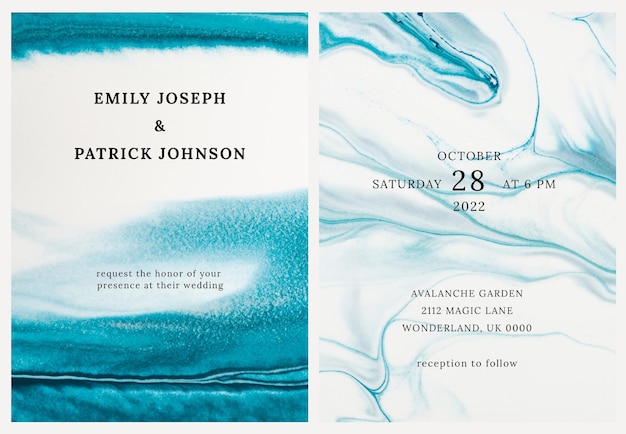 Marble wedding invitation template in aesthetic style