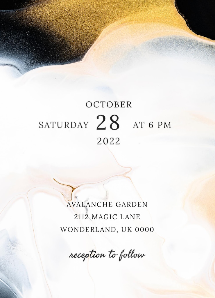 Free Vector marble wedding invitation template in aesthetic style