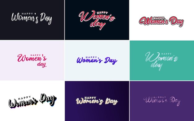 March 8 typographic design set with Happy Women's Day text