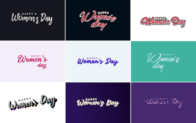 March 8 typographic design set with Happy Women's Day text