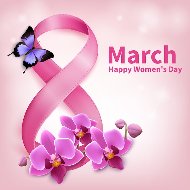 March 8th, happy women day greeting card