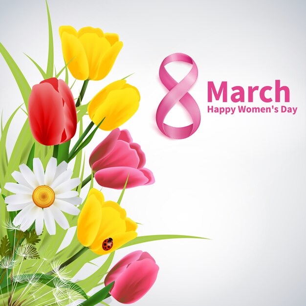 March 8th, happy women day greeting card