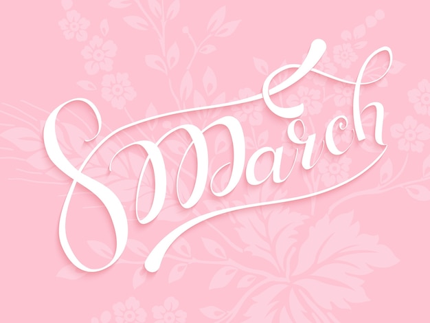 March lettering on pink flowers