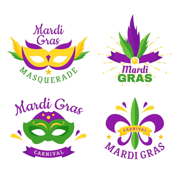 Design della collezione di badge mardi gras