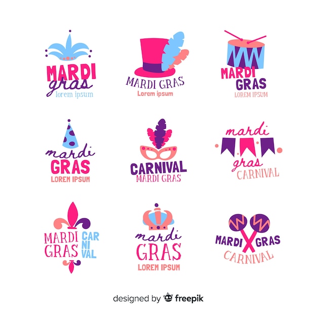 Free vector mardi gras badge collection