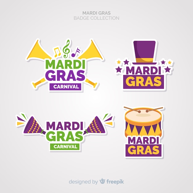 Collezione di distintivi del mardi gras