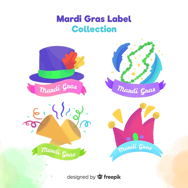 Free vector mardi gras badge collection