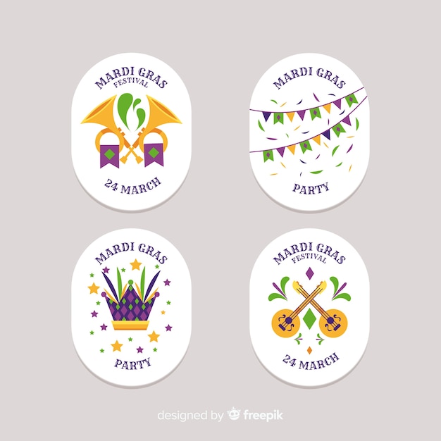 Free vector mardi gras badge collection