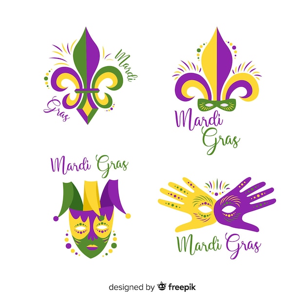 Free vector mardi gras badge collection