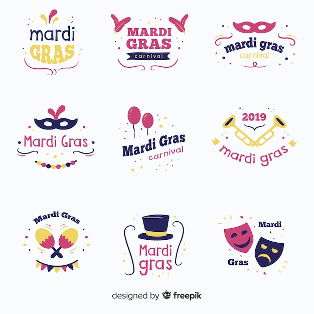 Free vector mardi gras badge collection