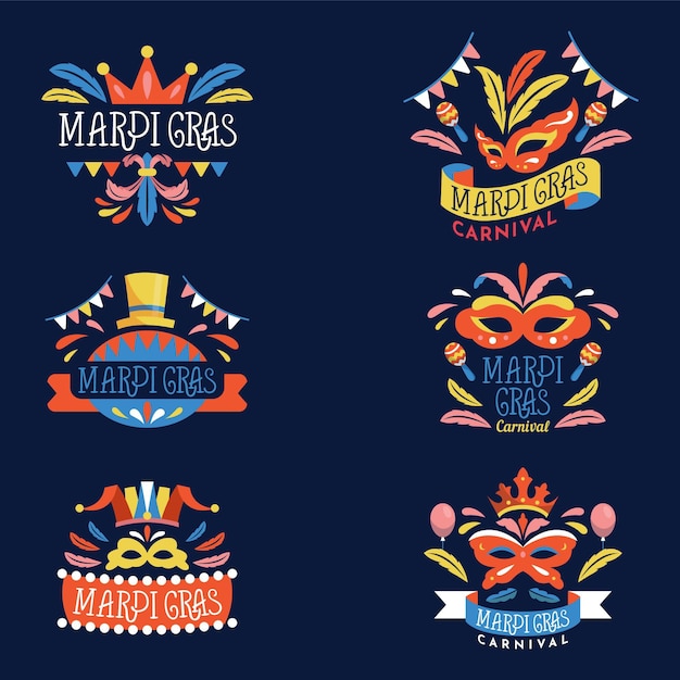 Free vector mardi gras badge collection