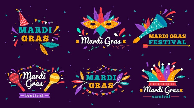 Free vector mardi gras badge collection