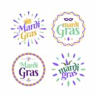 Vettore gratuito collezione di badge mardi gras