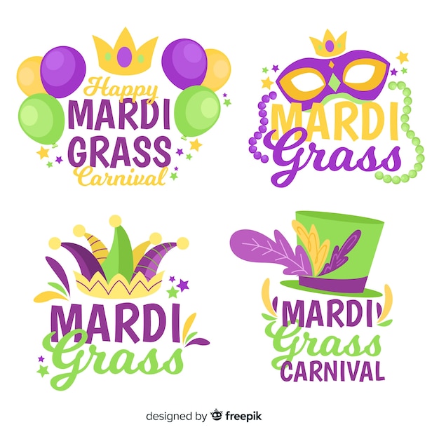 Free vector mardi gras carnival badge collection