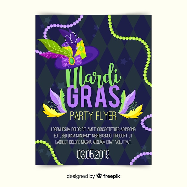 Mardi gras carnival party flyer template