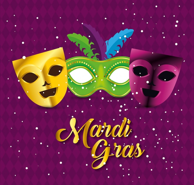 Mardi gras celebration with party masks