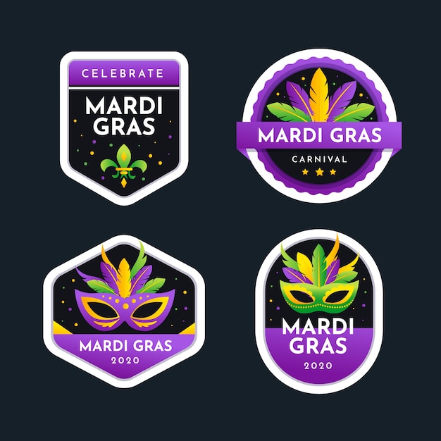 Mardi gras collection of labels