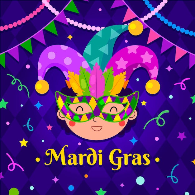 Mardi gras concept in flat design