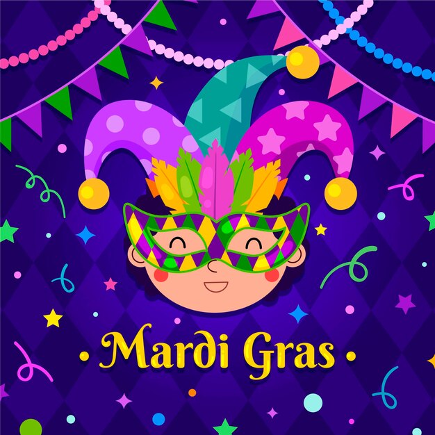 Free Vector mardi gras concept in flat design