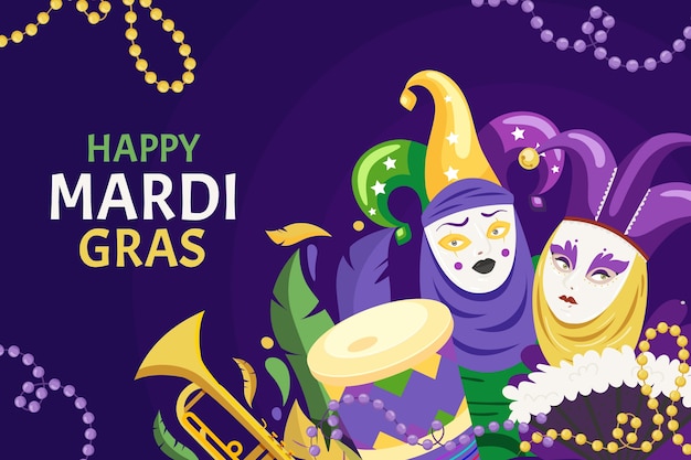 Free vector mardi gras in flat design