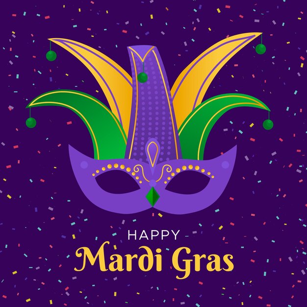 Free Vector mardi gras in flat design