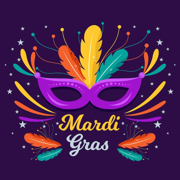 Free vector mardi gras in flat design