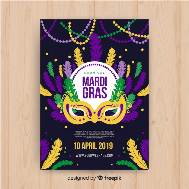 Free Vector mardi gras flyer template