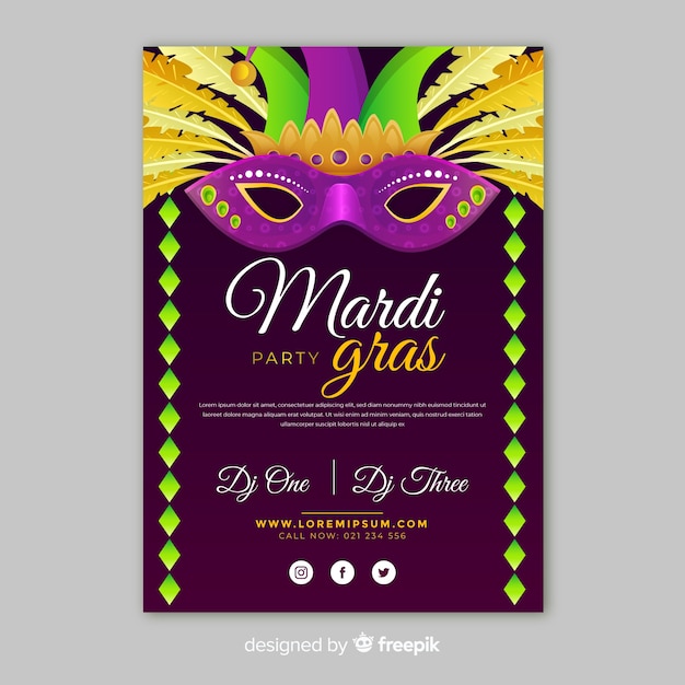 Free vector mardi gras flyer template