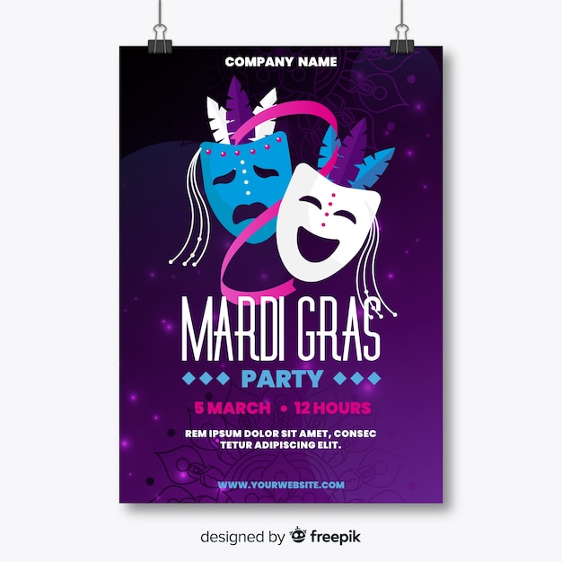 Free vector mardi gras flyer template