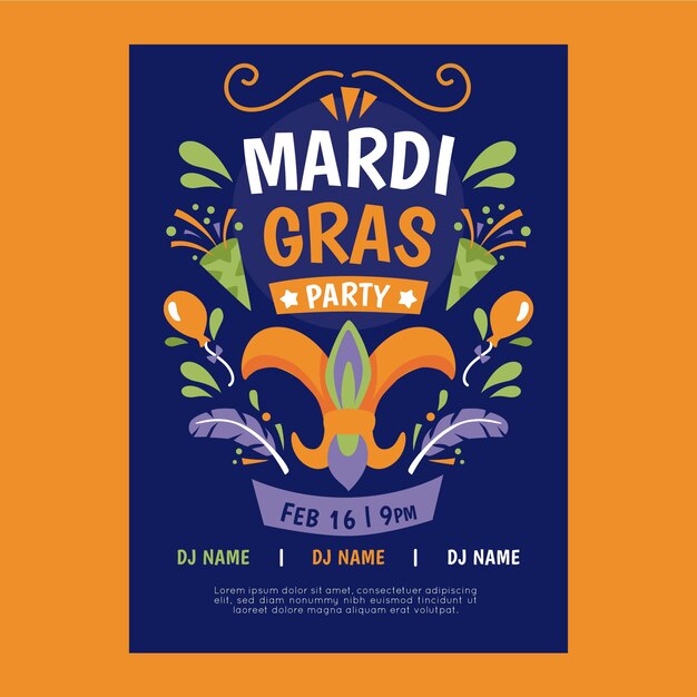 Free vector mardi gras flyer template