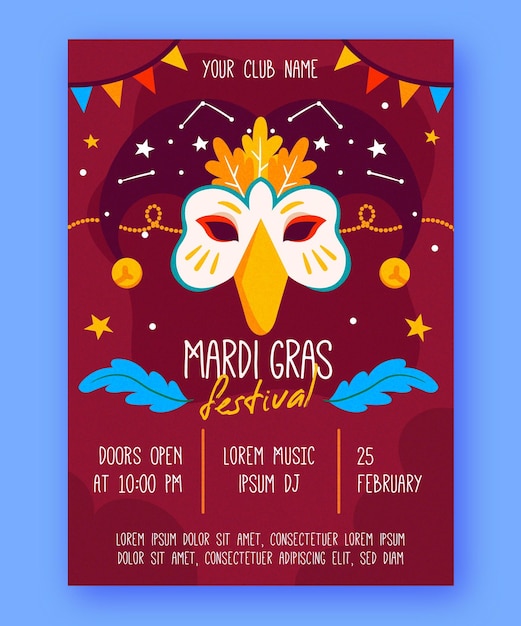 Mardi gras flyer template