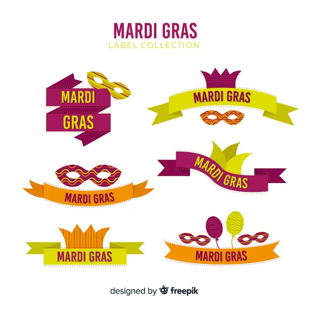 Free vector mardi gras label collection