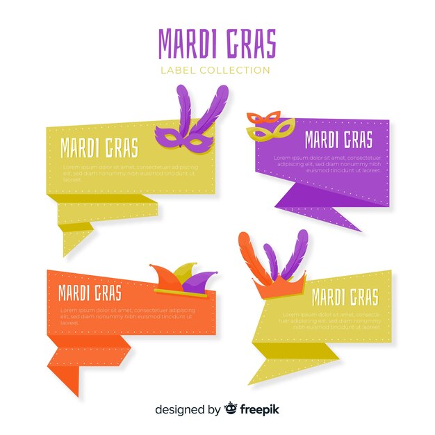 Free vector mardi gras label collection