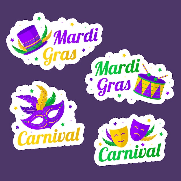 Free vector mardi gras label collection