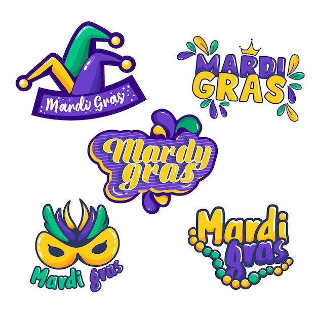 Free vector mardi gras label pack