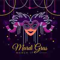 Free vector mardi gras mask in flat design